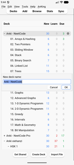 Create Deck prompt as a card